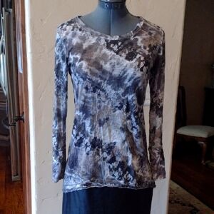 David Cline Gray and Taupe Long Sleeve Blouse